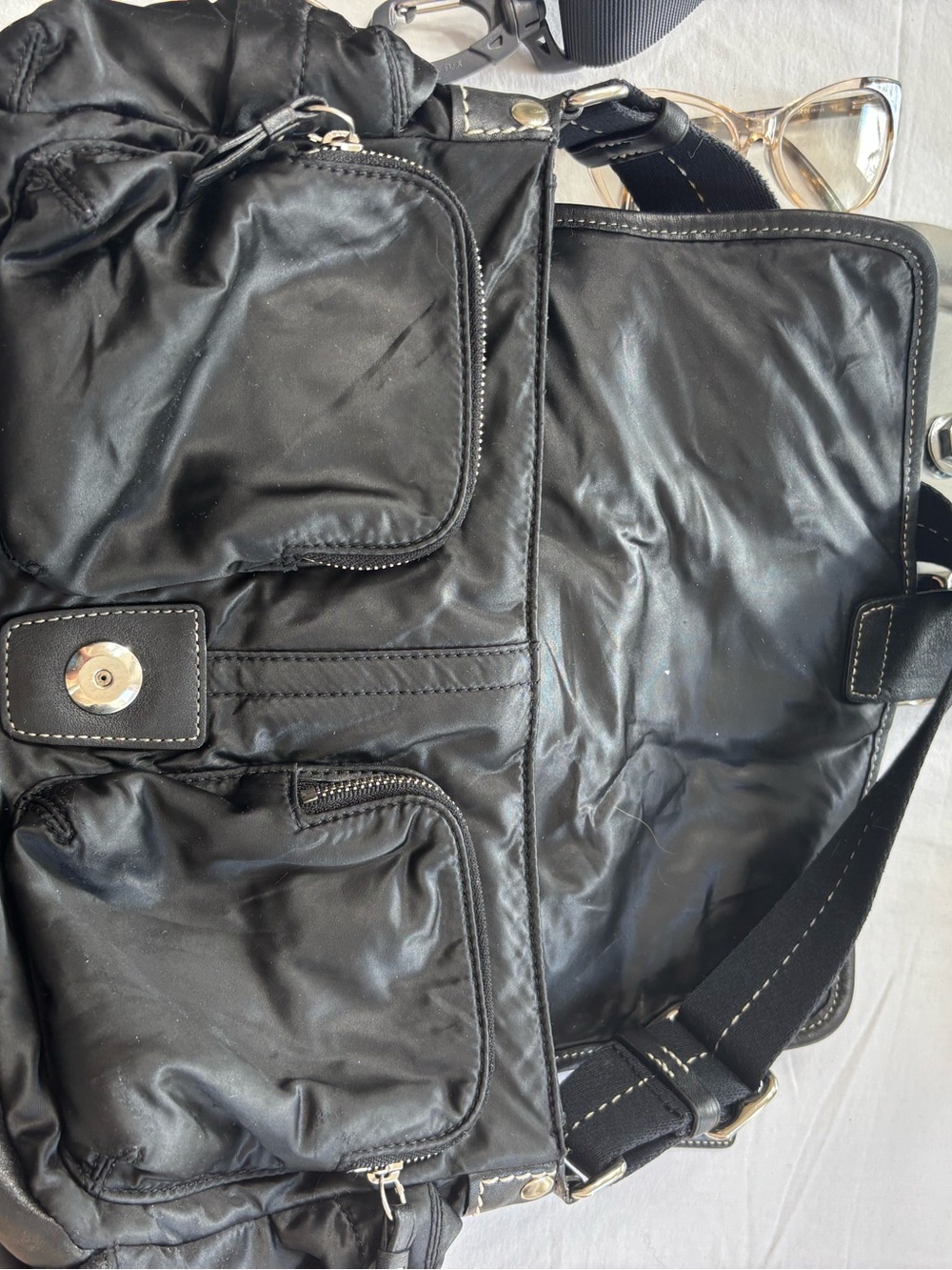 Vintage Coach Black Goth Punk Aesthetic Crossbody with Bright Blue Interior - Picture 13 of 15